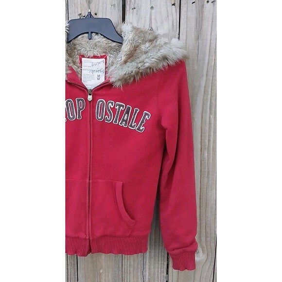 Aeropostale Fur Lined Zip Up Hoodie Size Medium Large Spell out Logo - Picture 5 of 16